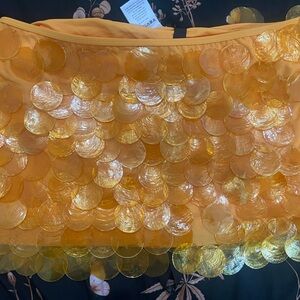 Orange Sequin Embellished mini skirt